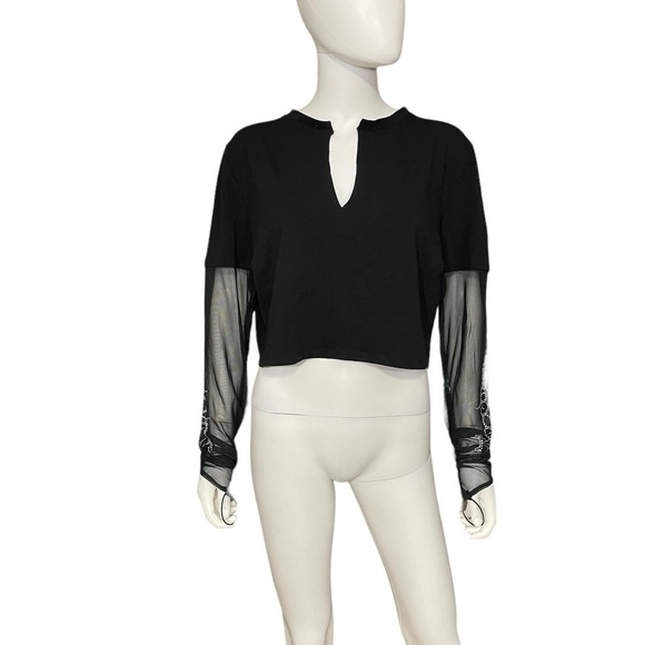 Black Mesh Rhinestones Long Sleeve Top
New - Picture 3 of 10